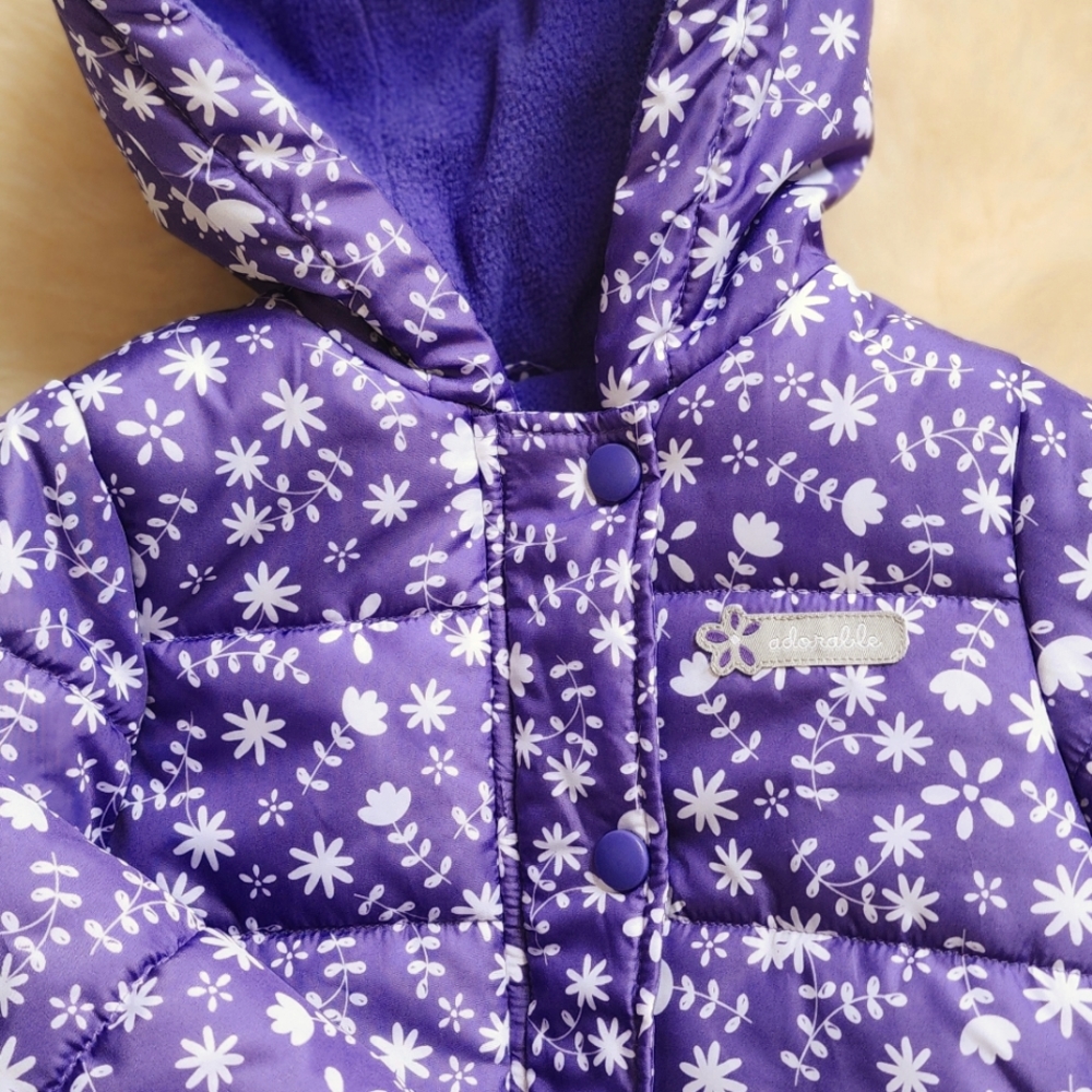 Carter's Girls Fleece Lined Winter Puffer Jacket with Hood in 3T